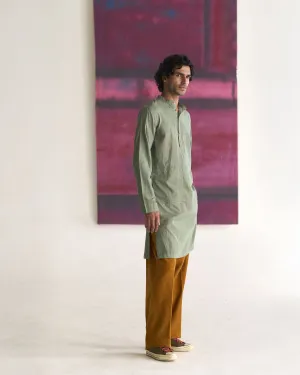 Summer Tunic Kurta Andaaz Lattice Cotton Sage K223MM50 SuketDhir