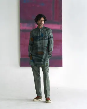 Summer Tunic Kurta Chhote Miyan Animal Cotton Sage K202CO387 SuketDhir