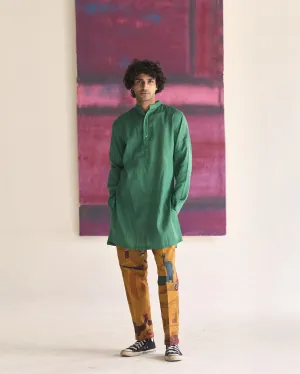 Summer Tunic Kurta Chhote Miyan Linen Voile Green K202VL81 SuketDhir