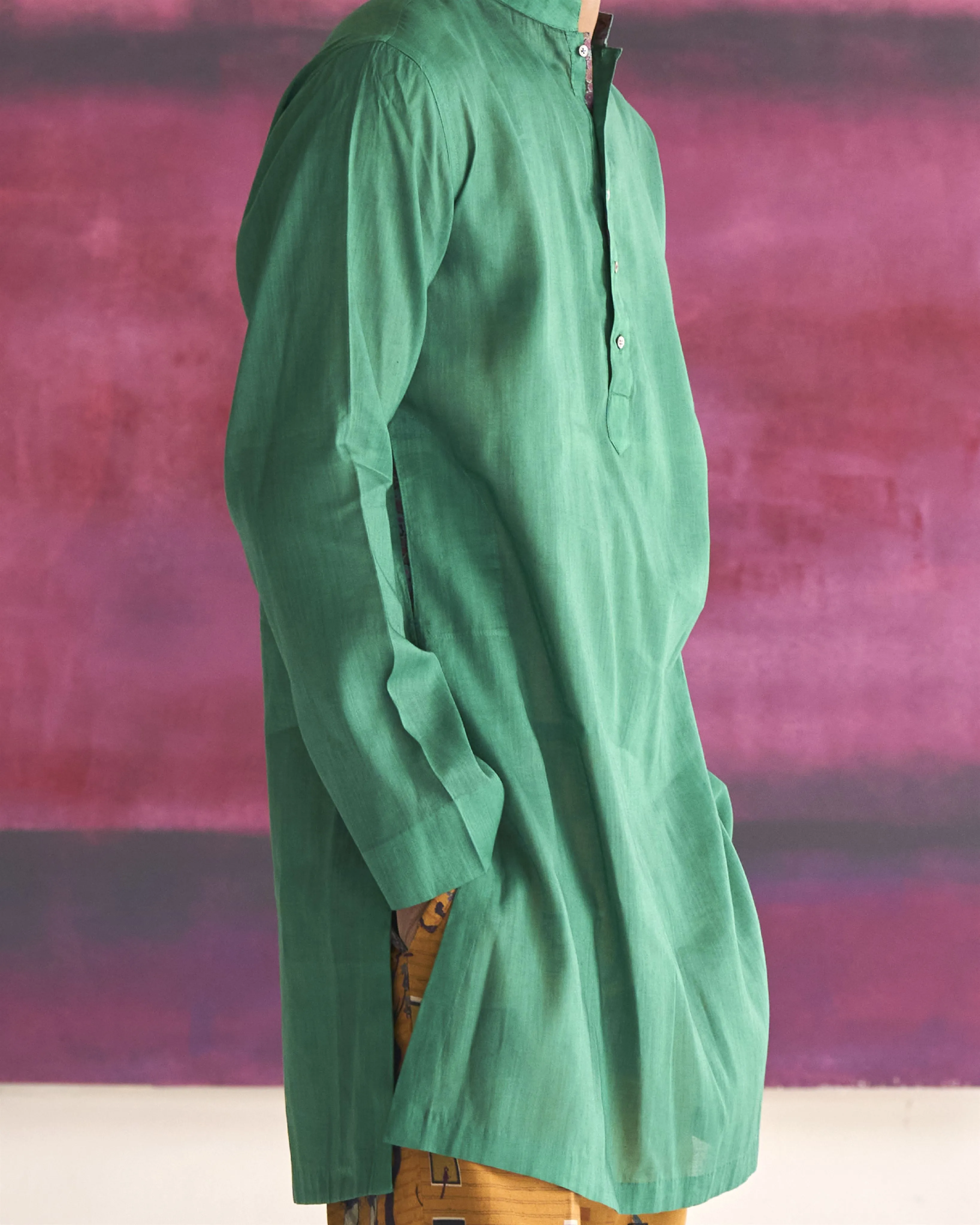 Summer Tunic Kurta Chhote Miyan Linen Voile Green K202VL81 SuketDhir