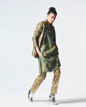 Summer-Tunic Kurta V Neck Sage Muga Satin Silk-Fashion Edit Orchard-WP507MT538-SUKETDHIR