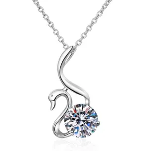 Swan Shape Round Cut Moissanite Diamond Necklace