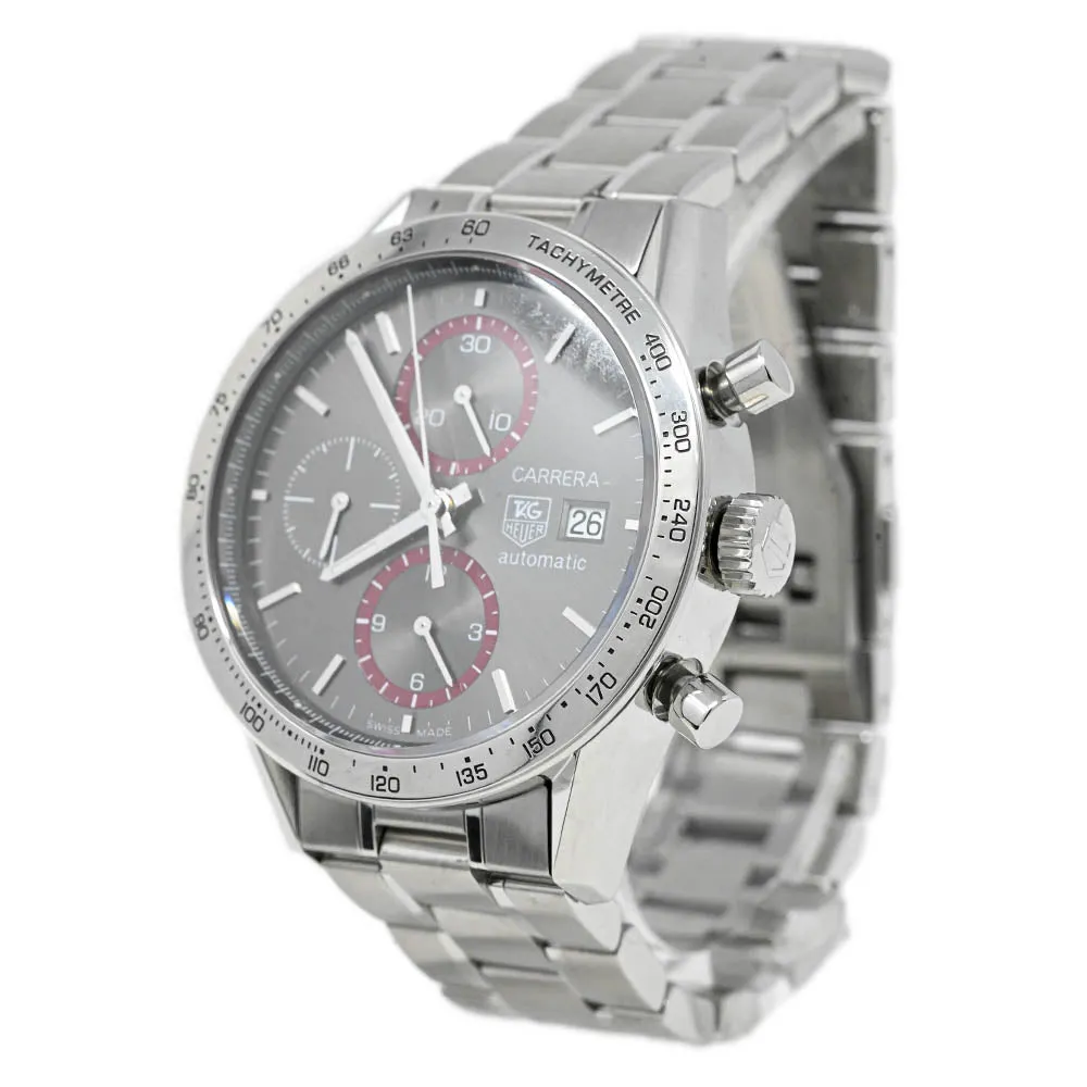Tag Heuer Men's Carrera Stainless Steel 42mm Grey Chronograph Dial Watch Reference #: CV201AB.BA0794