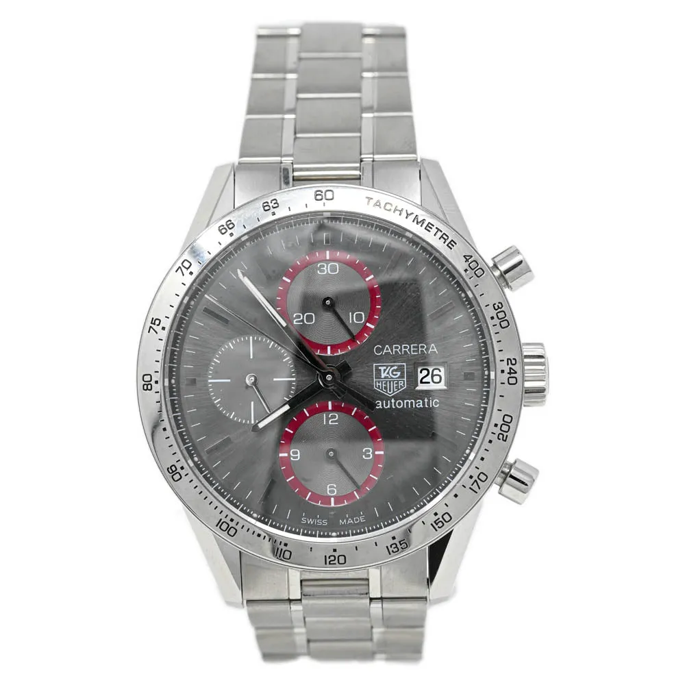 Tag Heuer Men's Carrera Stainless Steel 42mm Grey Chronograph Dial Watch Reference #: CV201AB.BA0794