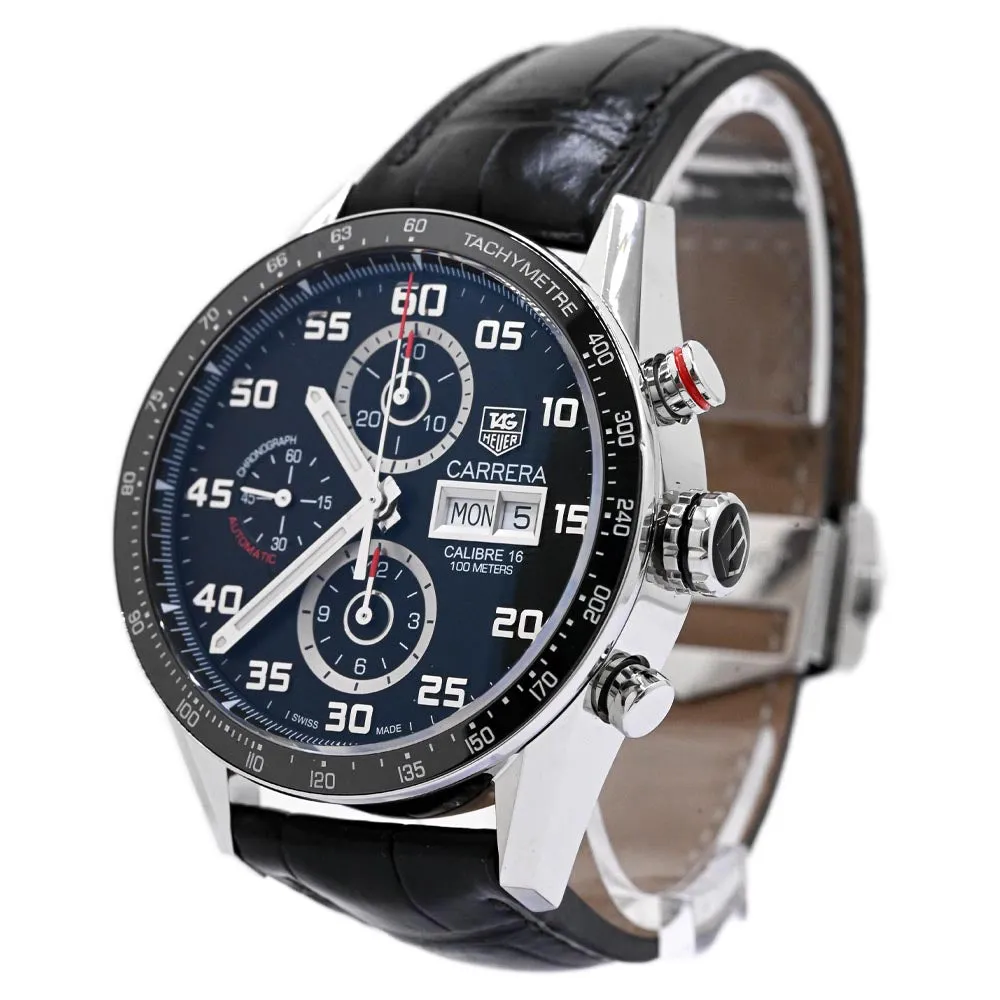Tag Heuer Men's Carrera Stainless Steel 43MM Black Chronograph Dial Watch Reference #: CV2A1R.RQH5747
