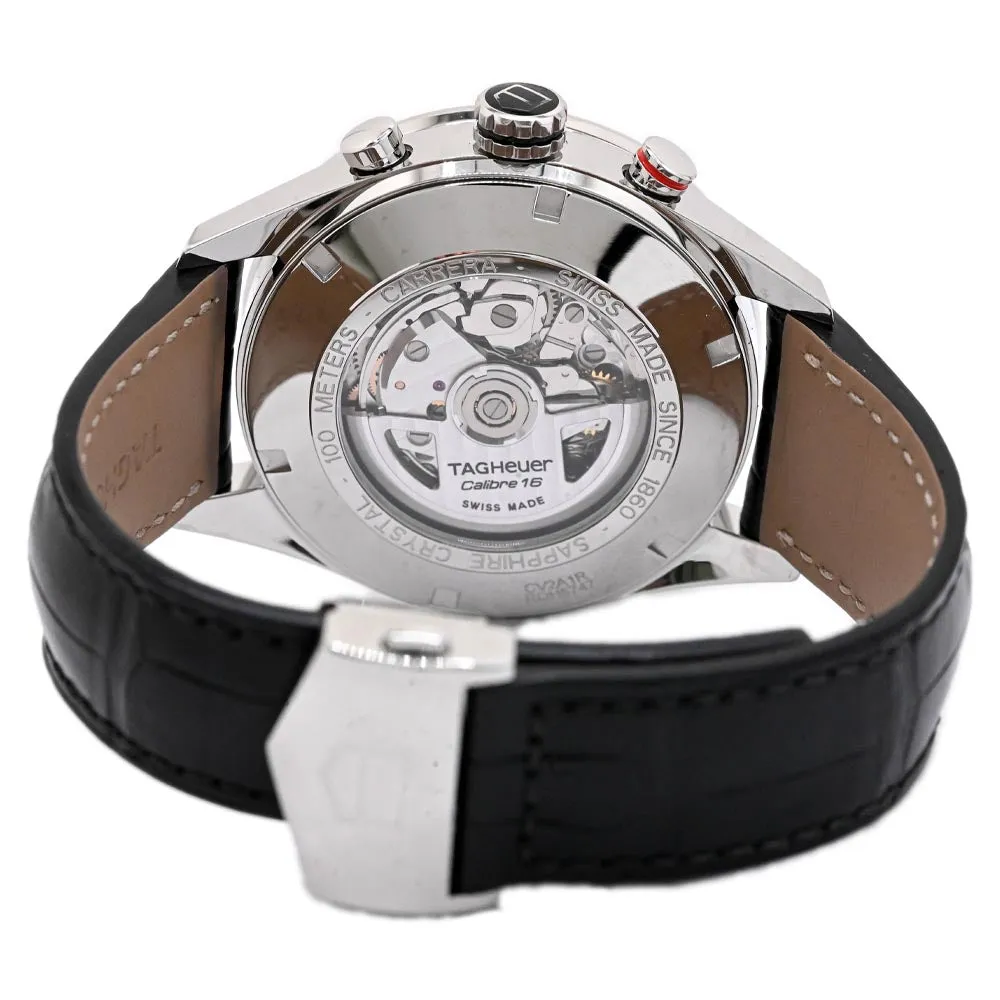 Tag Heuer Men's Carrera Stainless Steel 43MM Black Chronograph Dial Watch Reference #: CV2A1R.RQH5747