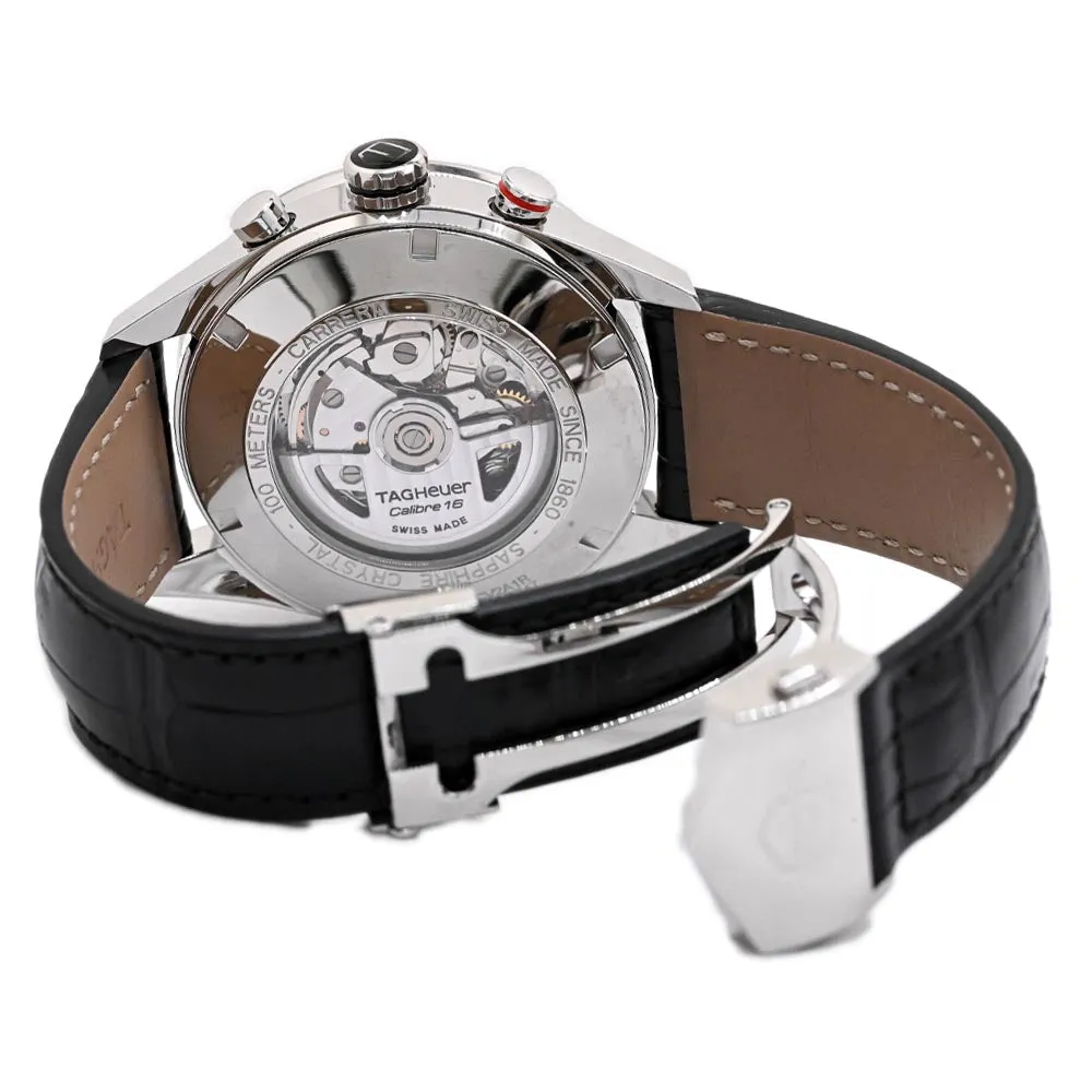 Tag Heuer Men's Carrera Stainless Steel 43MM Black Chronograph Dial Watch Reference #: CV2A1R.RQH5747