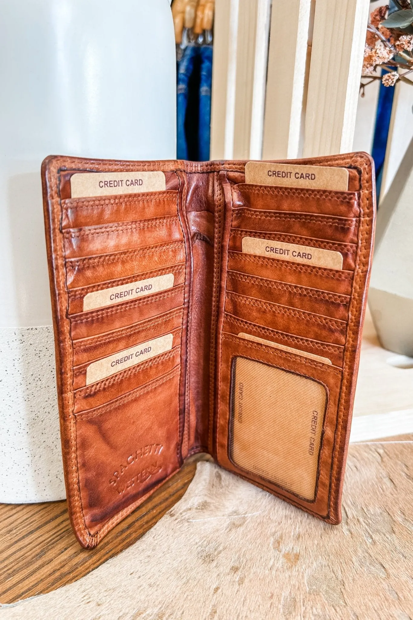 Tan Leather Card Holder Wallet