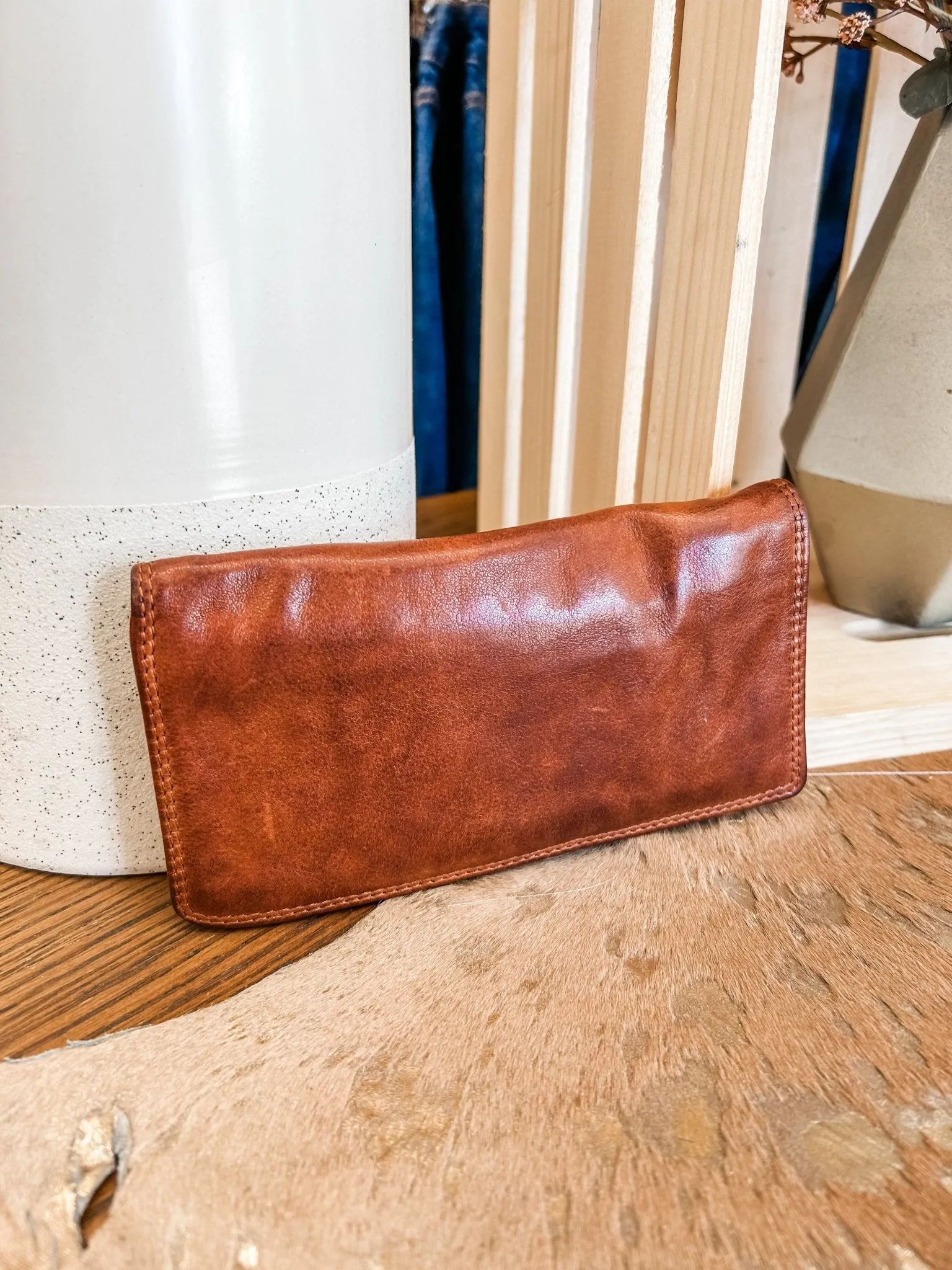 Tan Leather Card Holder Wallet