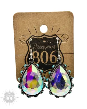 Teardrop Rhinestone Earrings in Silver