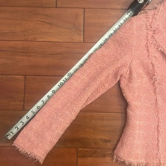 Teri Jon Rickie Freeman Boucle jacket-coral/orange with fringe Size 8