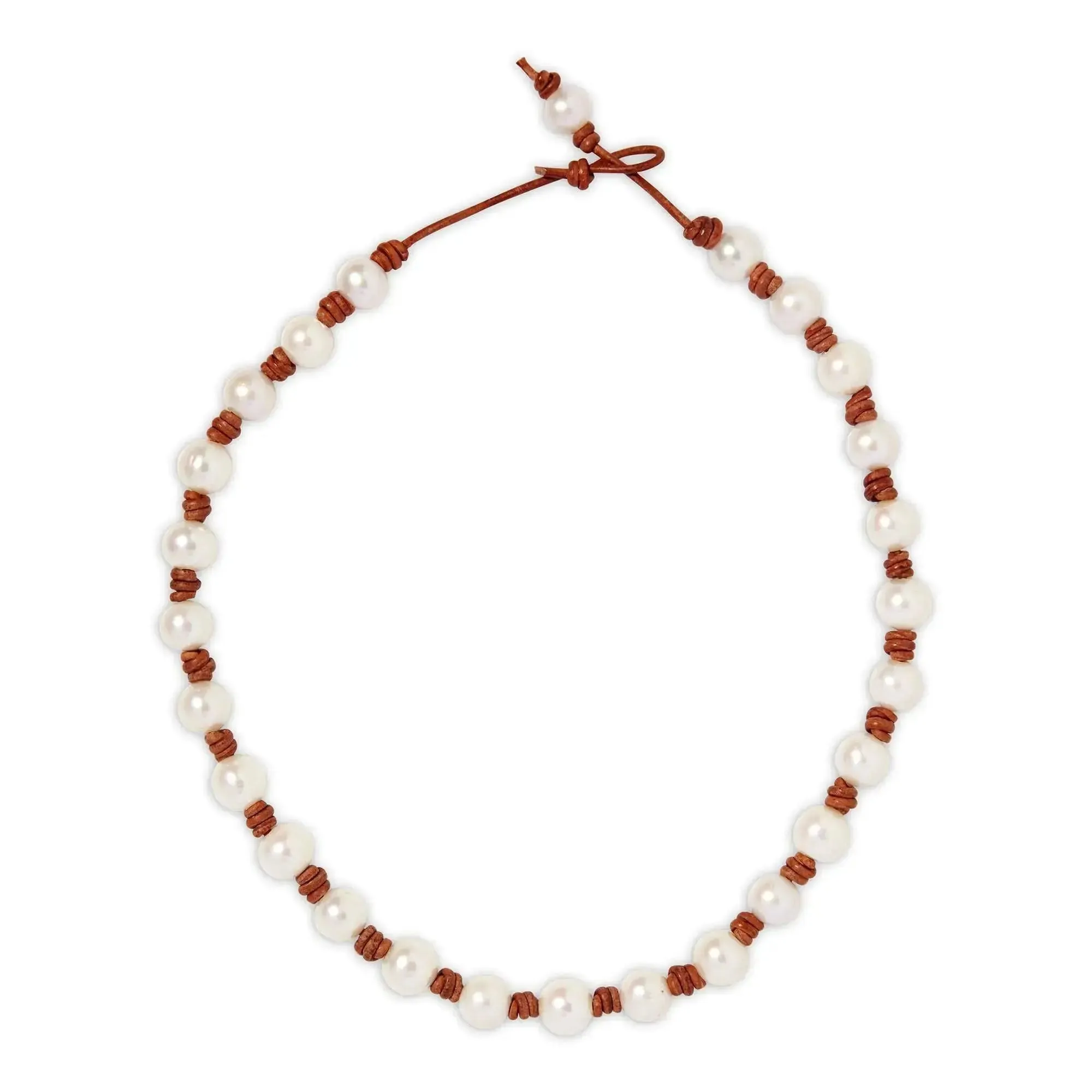 The Classic Knotted Pearl and Leather Necklace