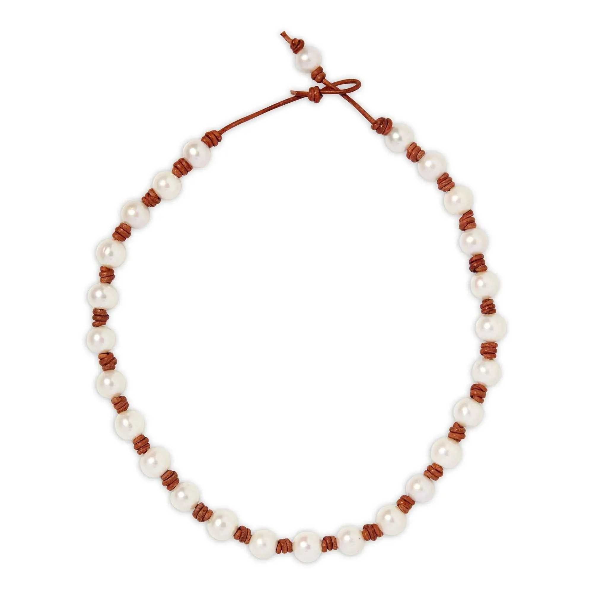The Classic Knotted Pearl and Leather Necklace