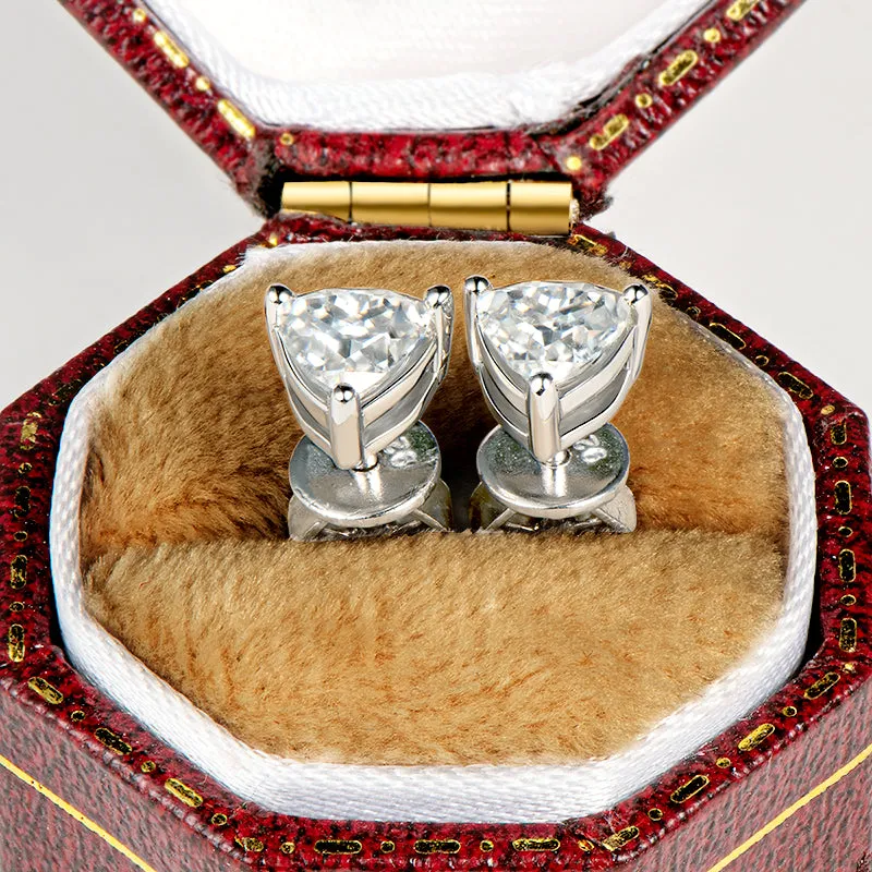 Trillion Cut Solitaire Moissanite Stud Earrings