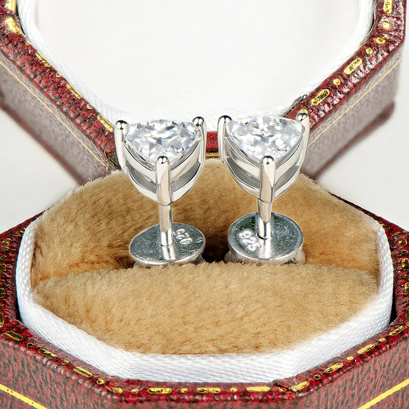 Trillion Cut Solitaire Moissanite Stud Earrings
