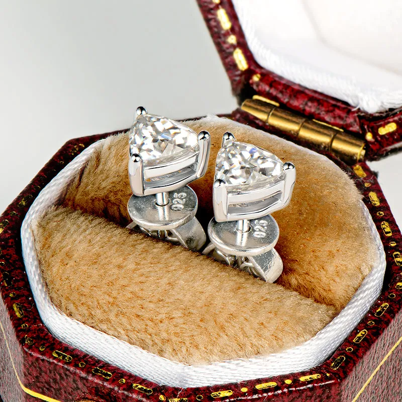 Trillion Cut Solitaire Moissanite Stud Earrings