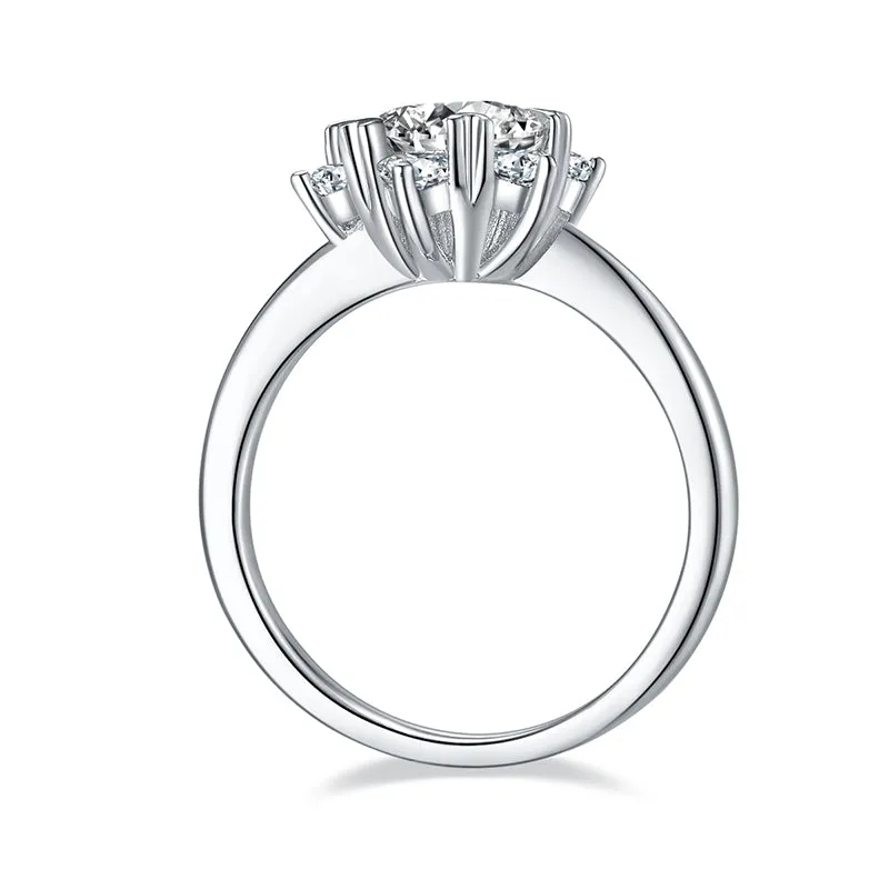 Unique Snowflake 1ct Round Cut Moissanite Twist Shank Ring