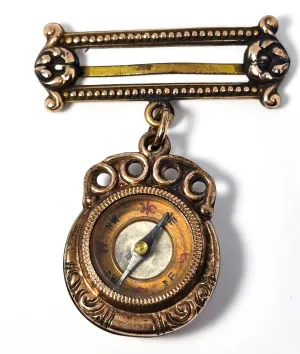Victorian compass gold filled carnelian agate back gemstone fob ribbon charm