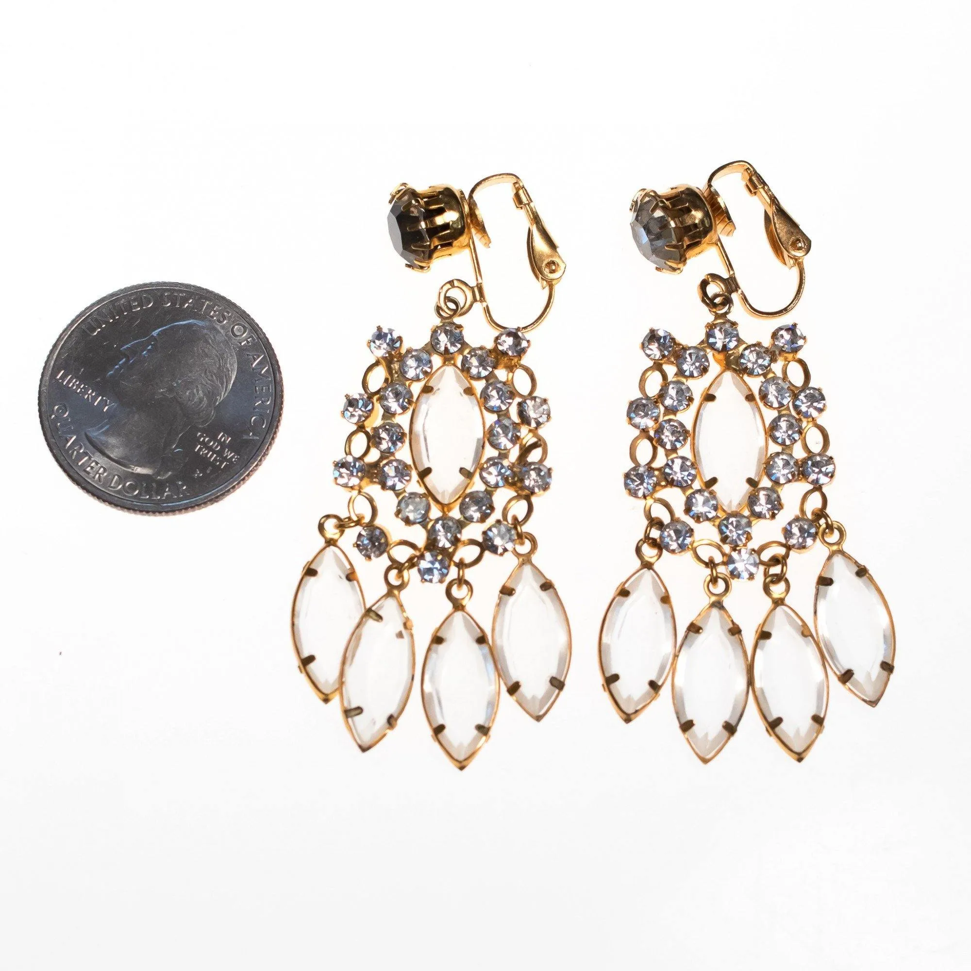 Vintage 1950s Juliana Clear Diamante Rhinestone Chandelier Earrings