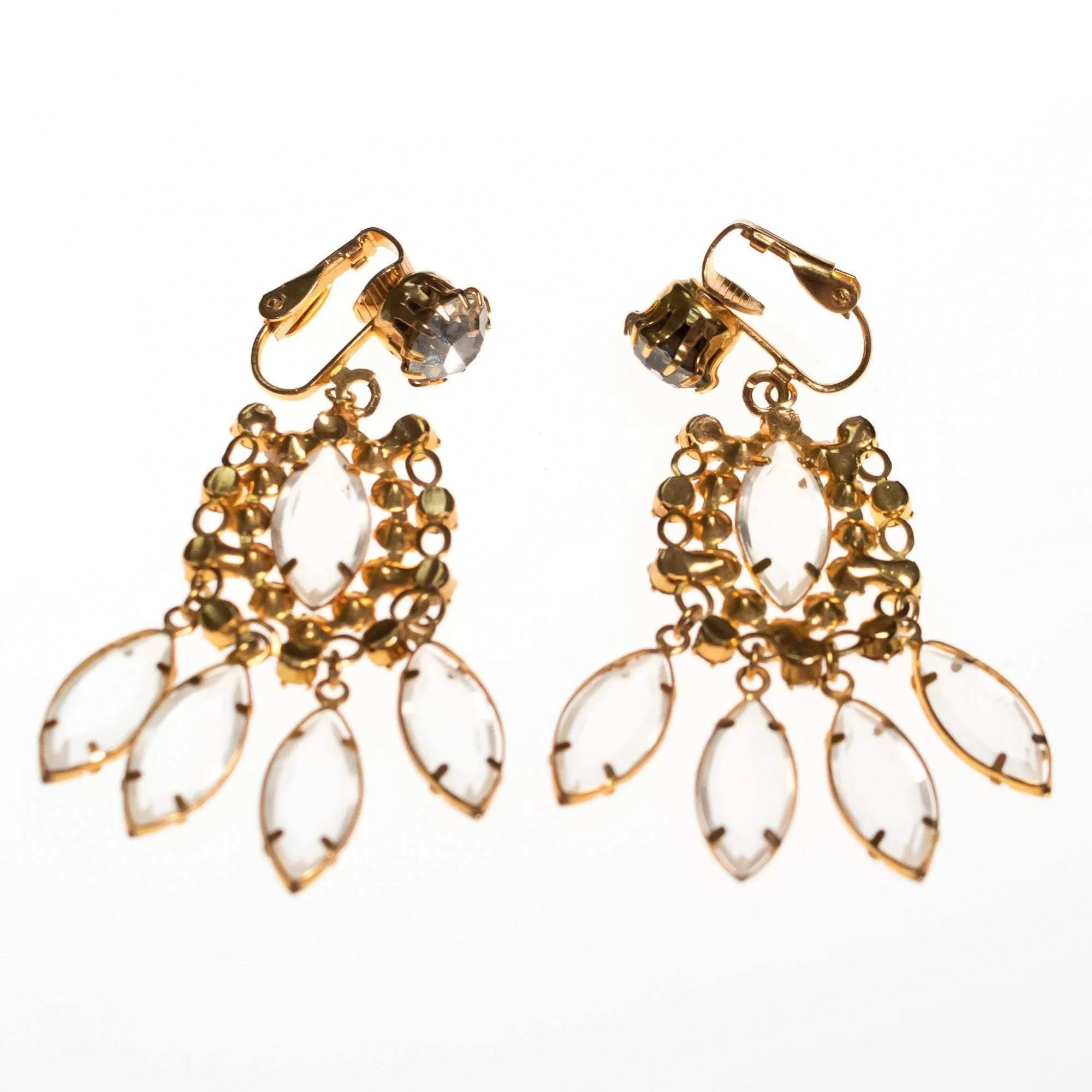 Vintage 1950s Juliana Clear Diamante Rhinestone Chandelier Earrings