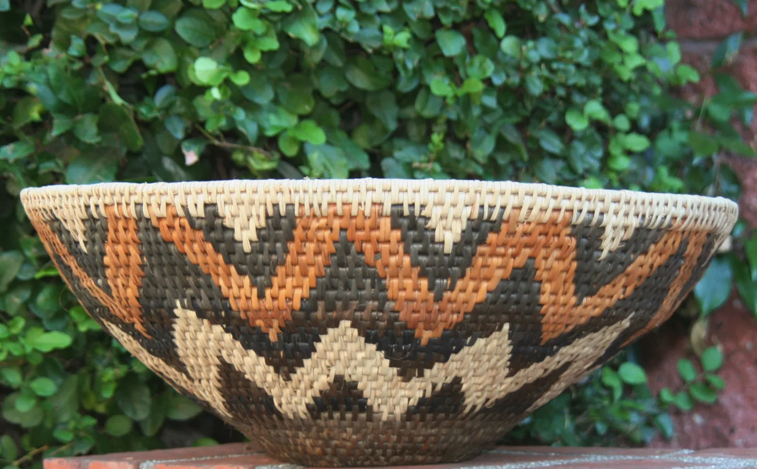 Vintage African Zulu Basket - 7.5" H X 18" D X 57" C
