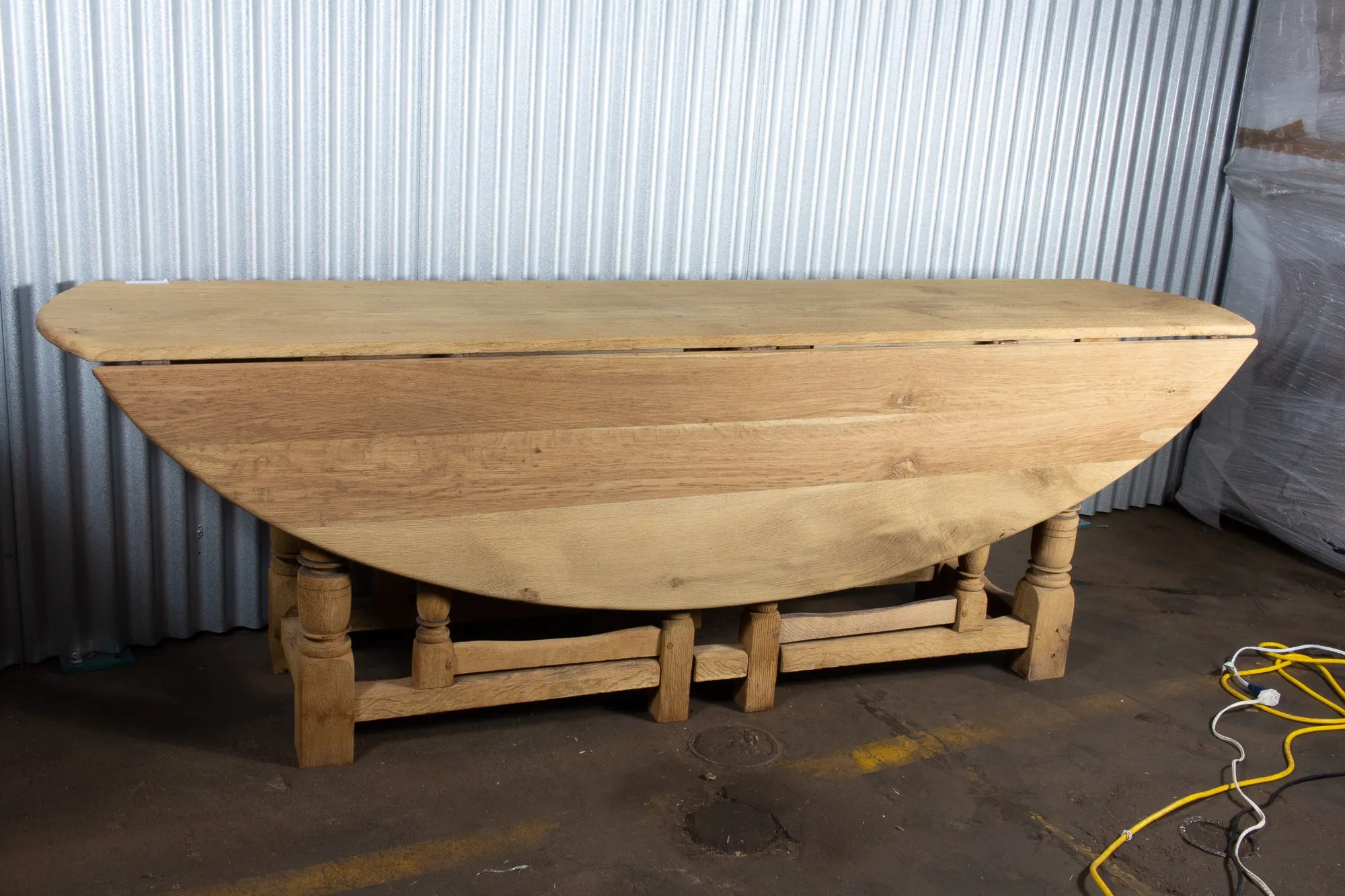 Vintage French Oak Gate Leg Drop-Leaf Table