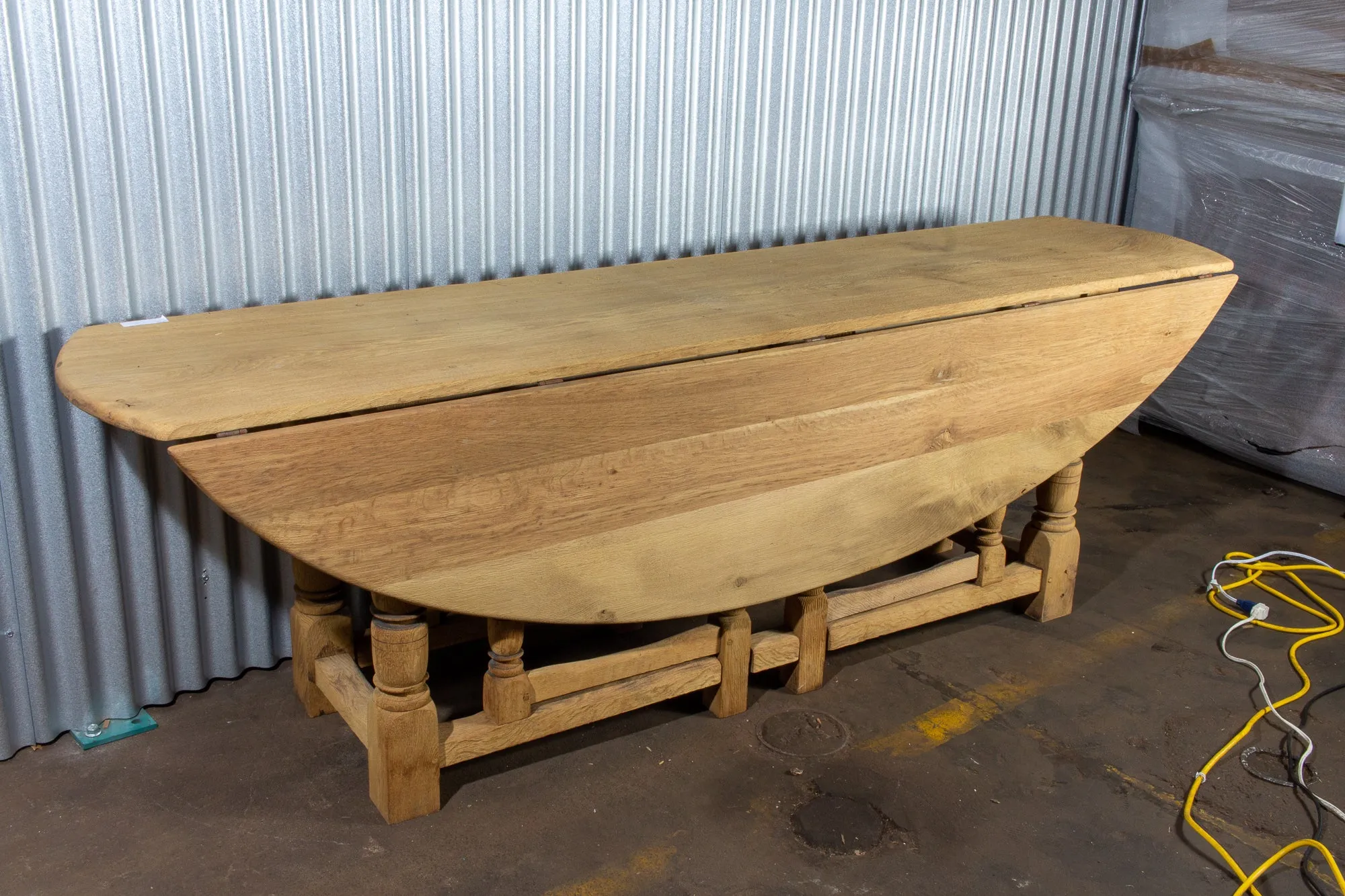 Vintage French Oak Gate Leg Drop-Leaf Table