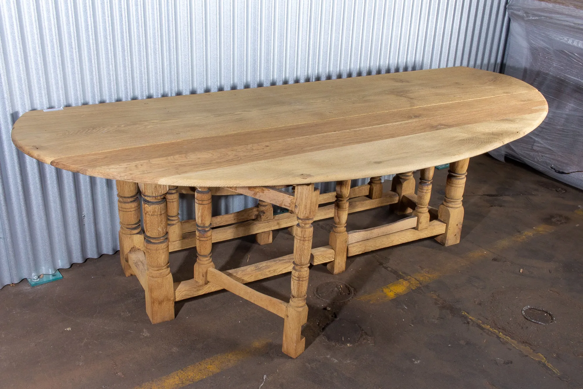 Vintage French Oak Gate Leg Drop-Leaf Table