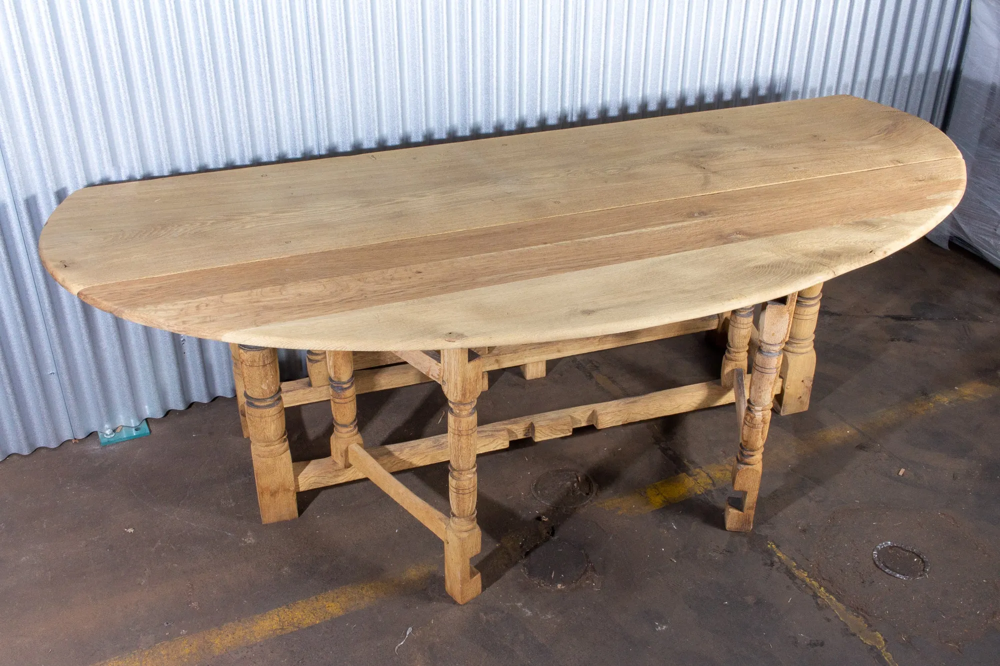 Vintage French Oak Gate Leg Drop-Leaf Table