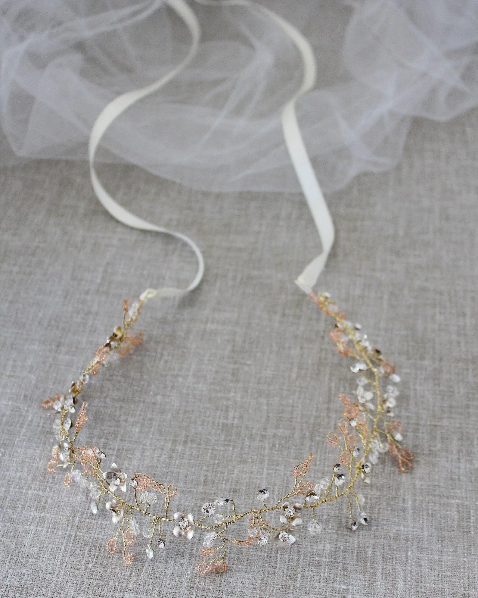 Vintage Headpiece with Floral and Rhinestones