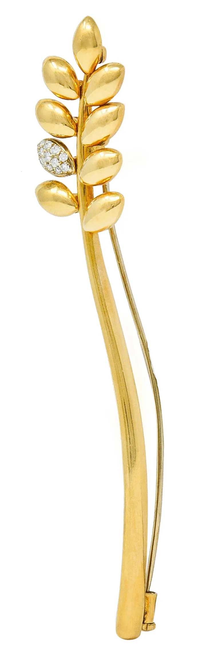 Vintage Pave Diamond 18 Karat Gold Tremblant Wheat Brooch