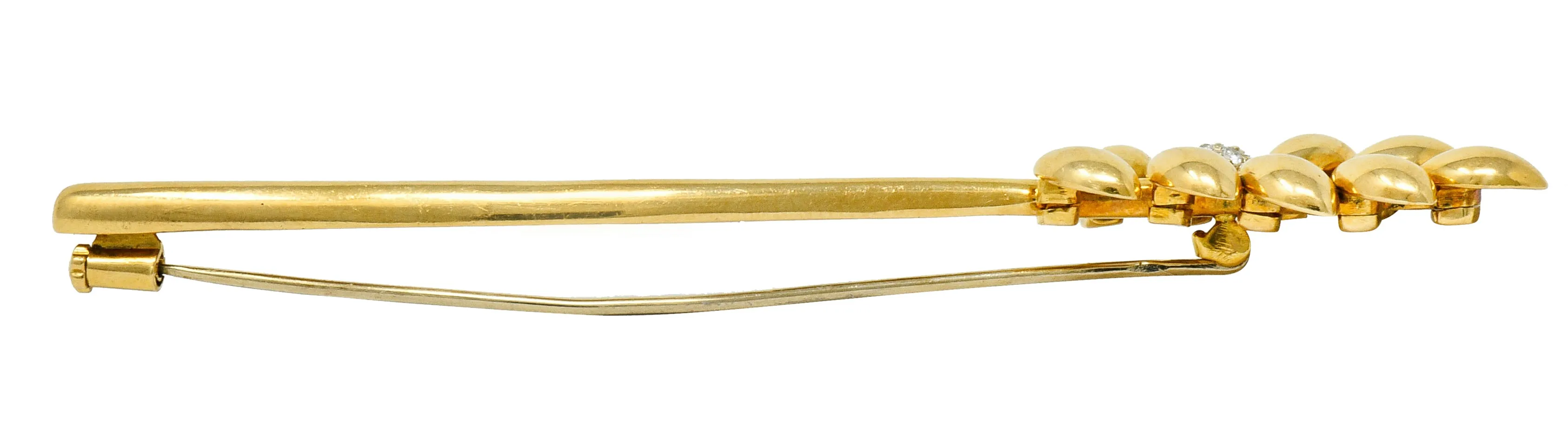 Vintage Pave Diamond 18 Karat Gold Tremblant Wheat Brooch
