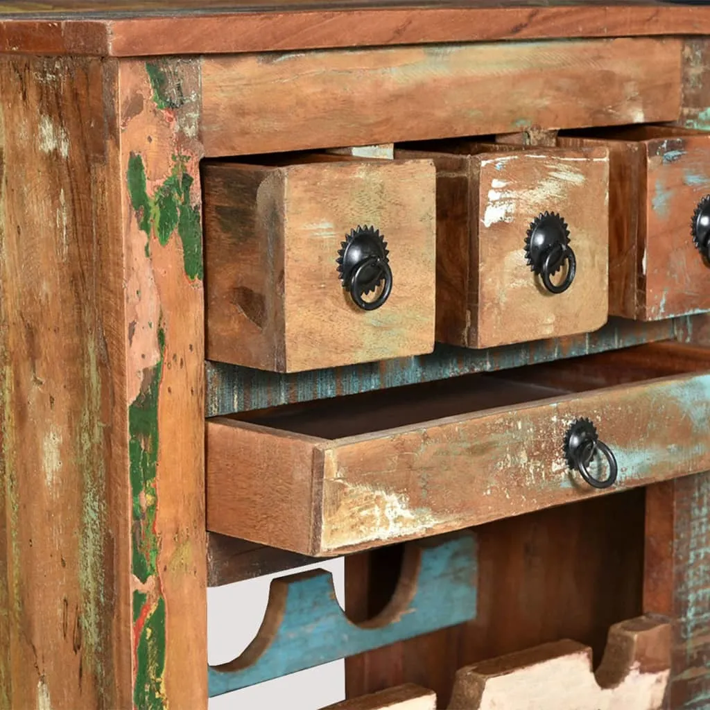 Vintage Reclaimed Wood Wine Rack for 9 Bottles