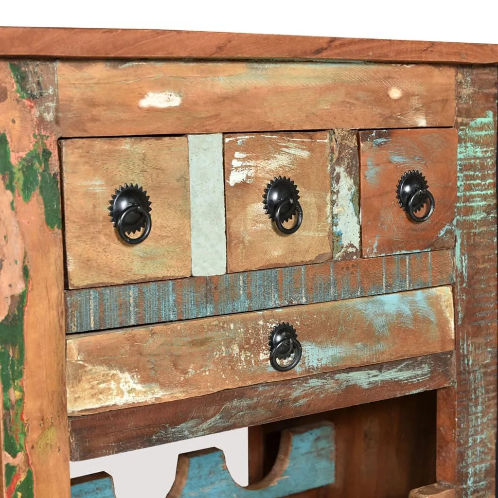 Vintage Reclaimed Wood Wine Rack for 9 Bottles