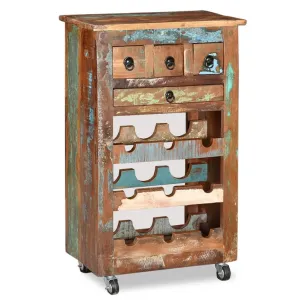 Vintage Reclaimed Wood Wine Rack for 9 Bottles