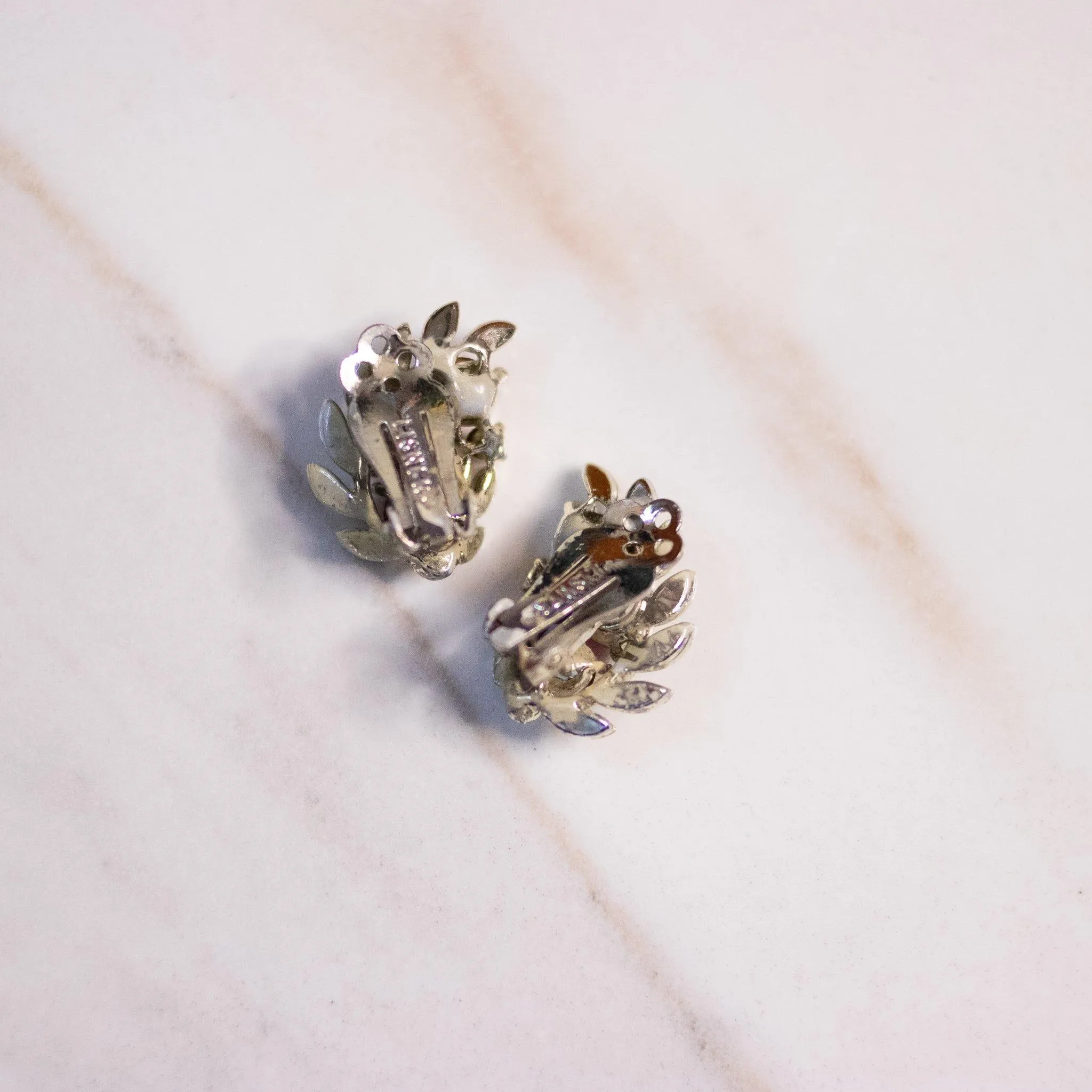 Vintage Red Rhinestone Lisner Earrings