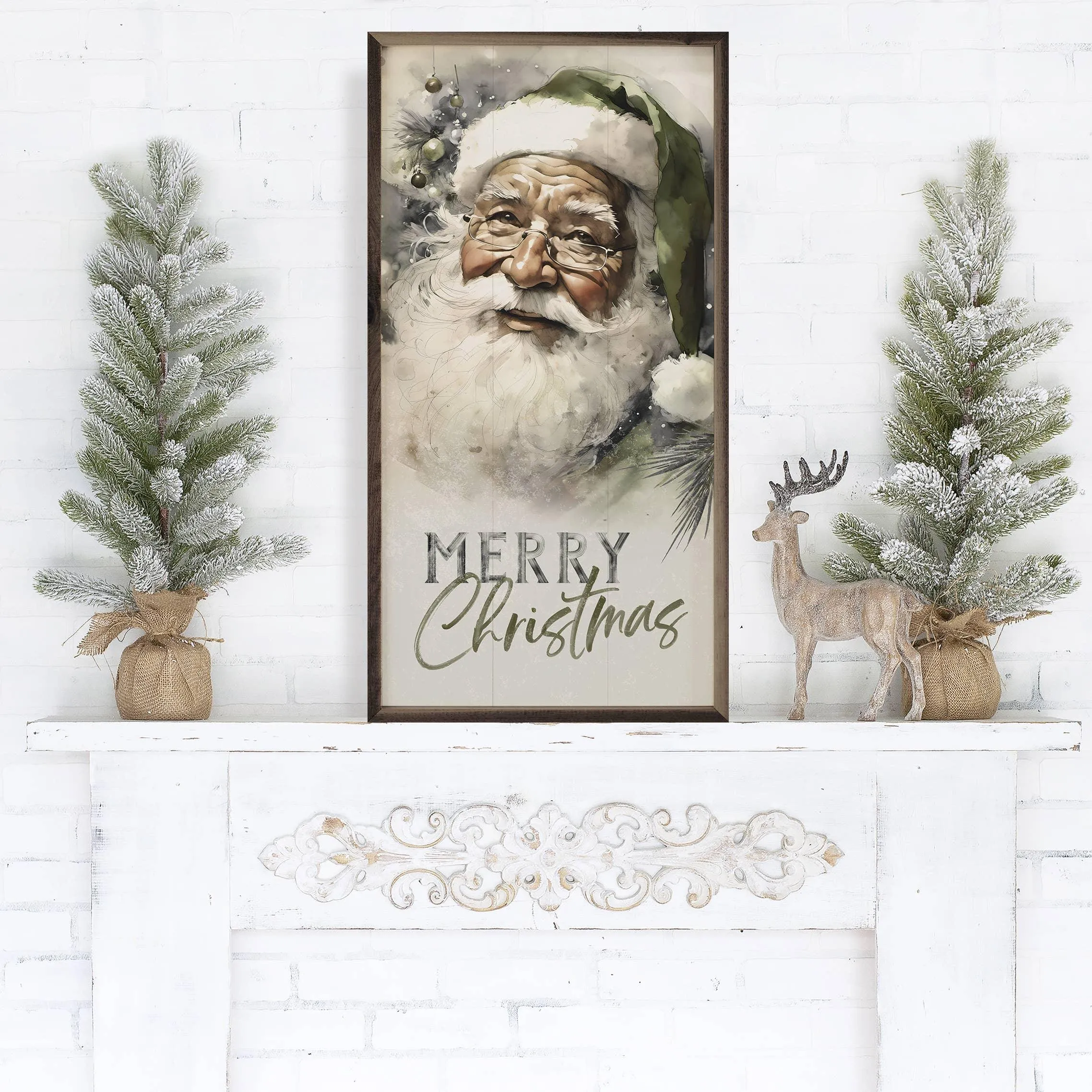 Vintage Santa With Green Hat