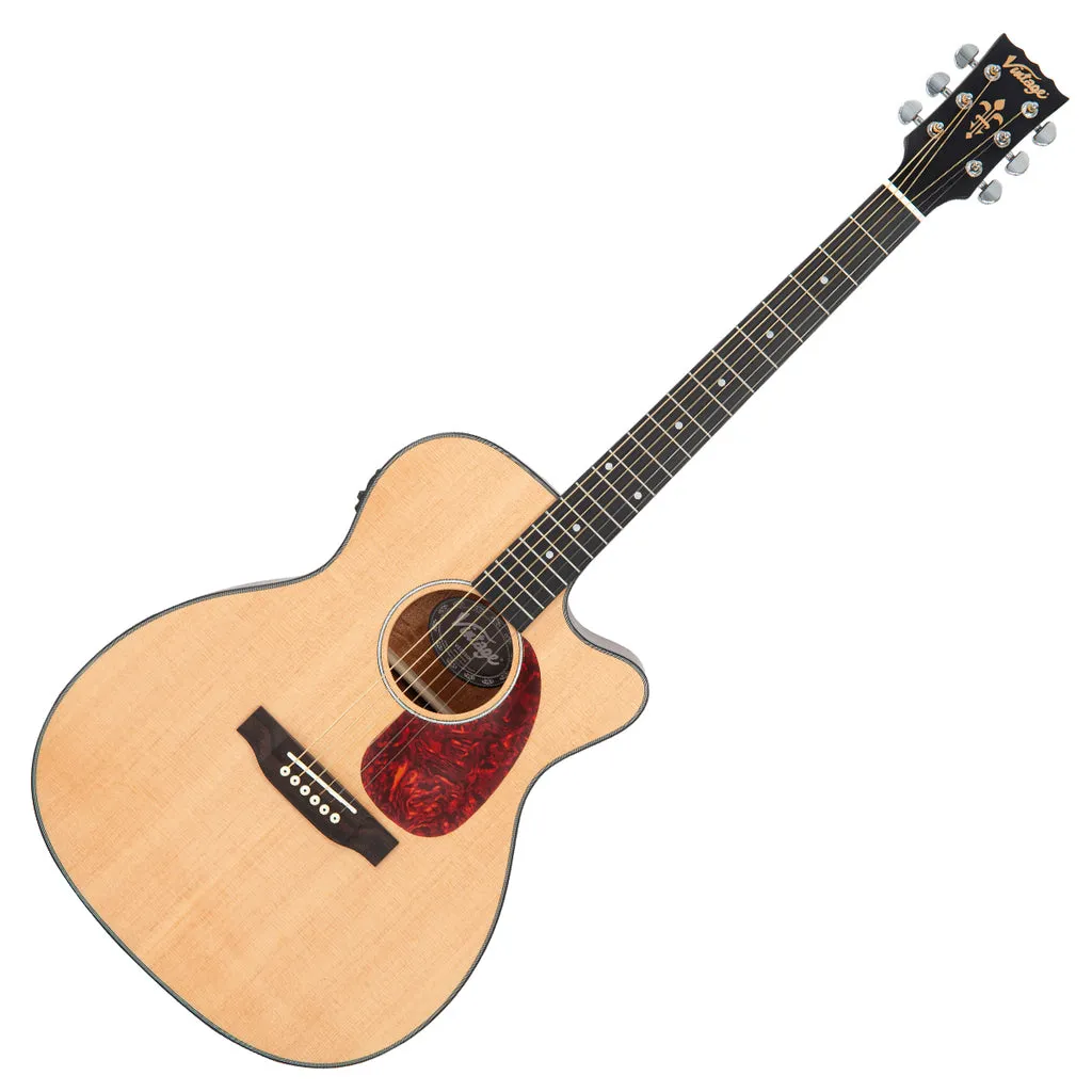 Vintage Stage Series 'Folk' Cutaway Electro-Acoustic Guitar ~ Natural
