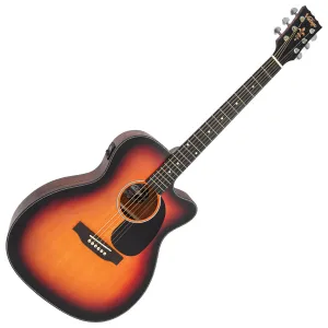 Vintage Stage Series 'Folk' Cutaway Electro-Acoustic Guitar ~ Sunburst
