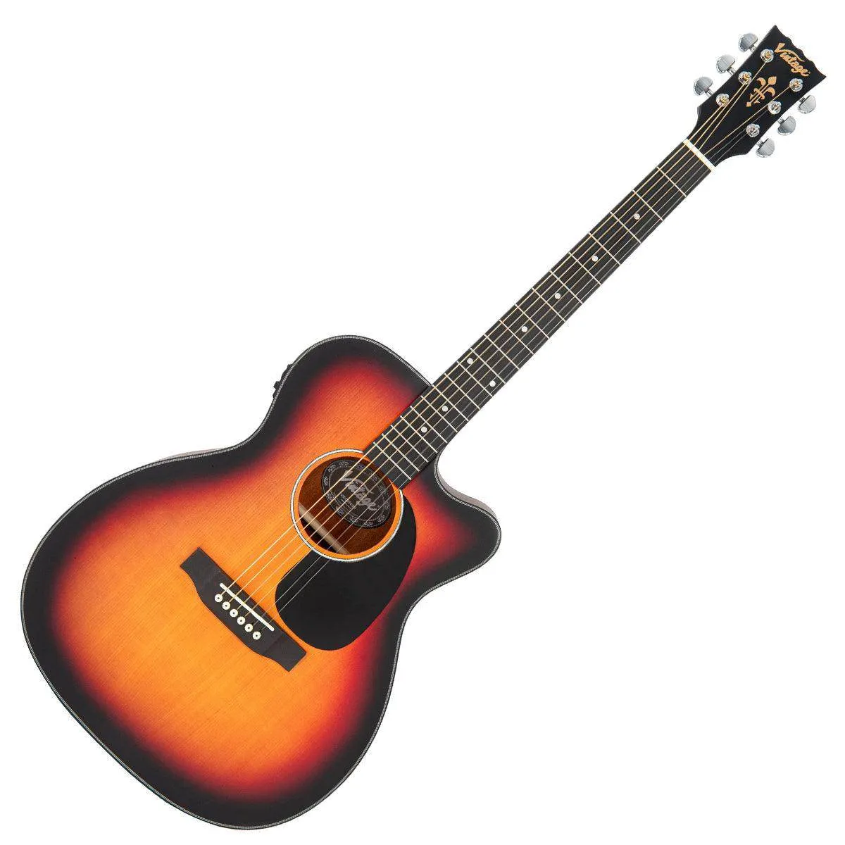 Vintage Stage Series 'Folk' Cutaway Electro-Acoustic Guitar ~ Sunburst