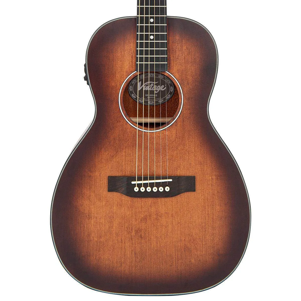 Vintage Stage Series 'Parlour' Electro-Acoustic Guitar ~ Antiqued