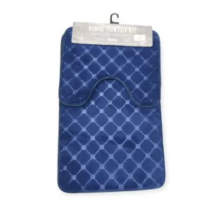 Waltex 2 Piece Memory Foam Bath Mat Set Navy MEMO142N