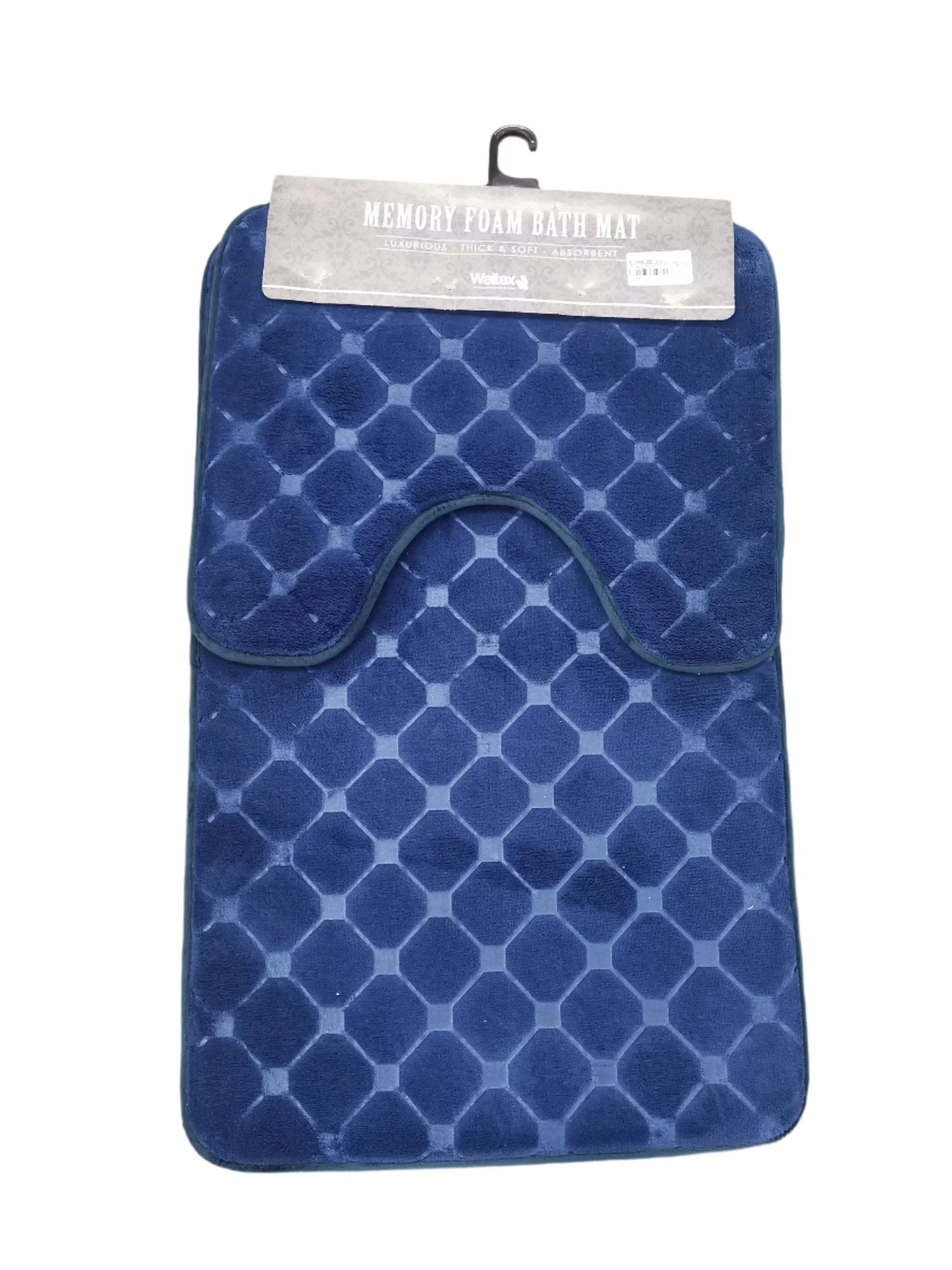 Waltex 2 Piece Memory Foam Bath Mat Set Navy MEMO142N