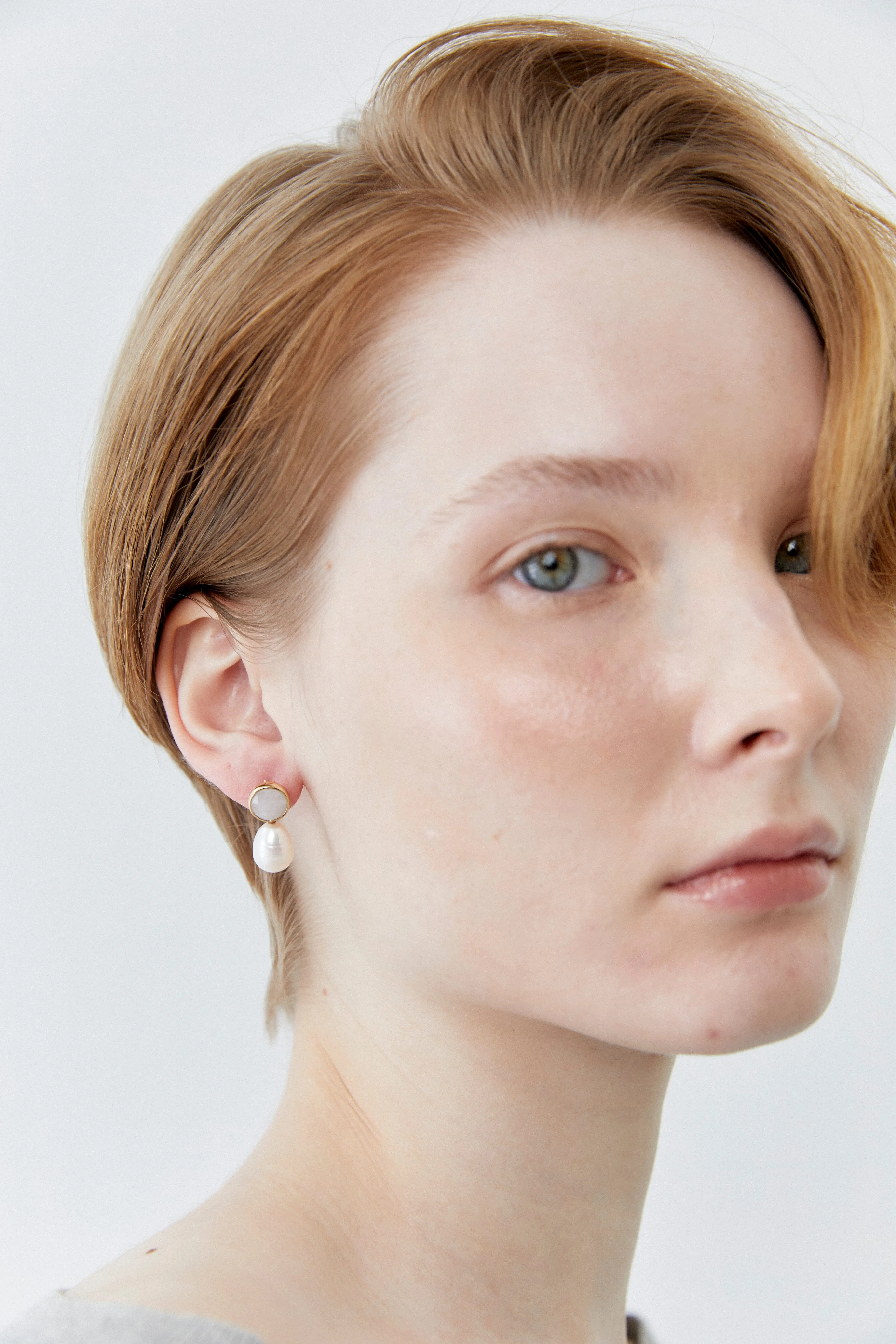 White Pearl Moonstone Drop Earrings