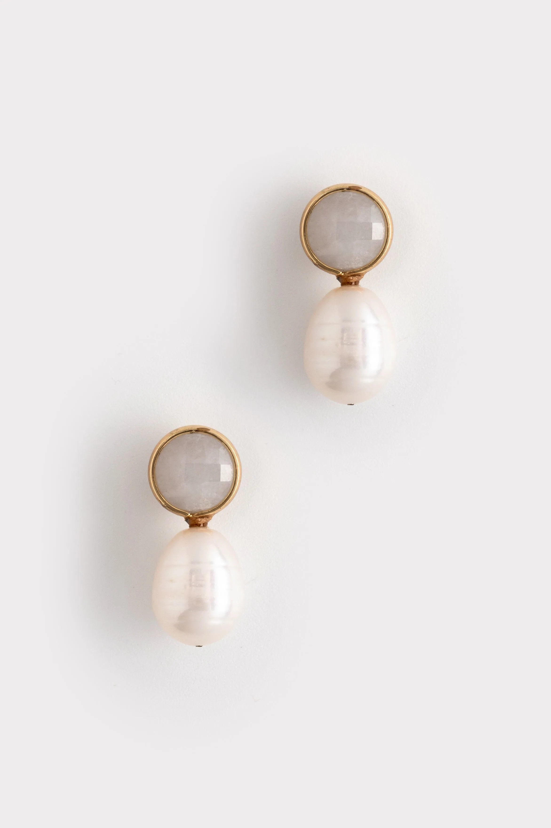 White Pearl Moonstone Drop Earrings