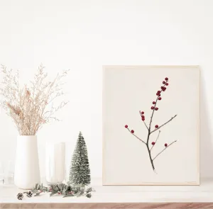 Winter Berry Vintage Art Print: 8x10in