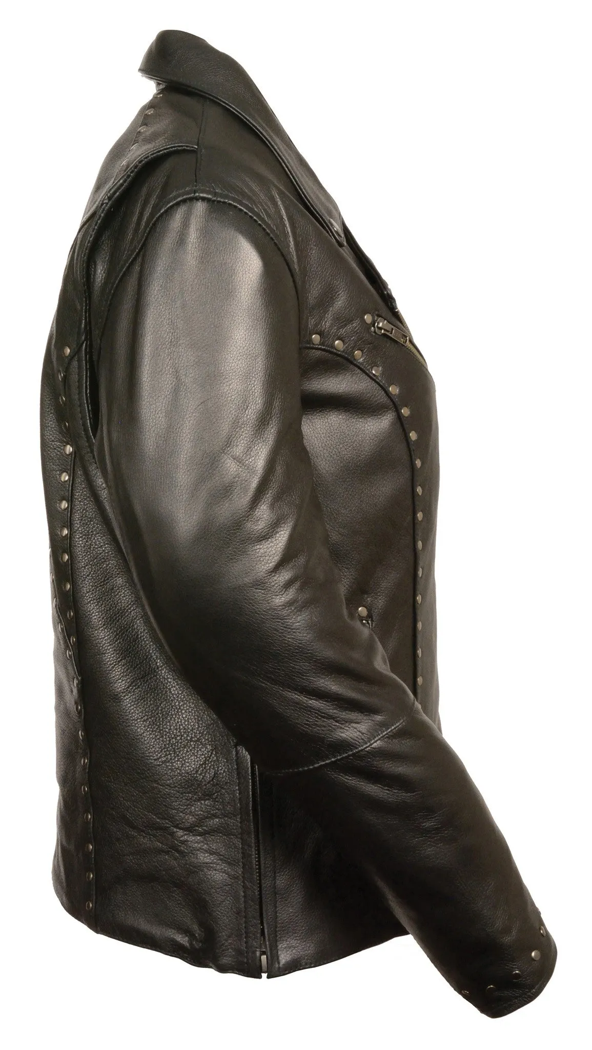 WOMEN'S MOTORCYCLE CLASSIC POLICE TERMINATOR STYLE WITH STUDS AND 2 GUNPOCKETS