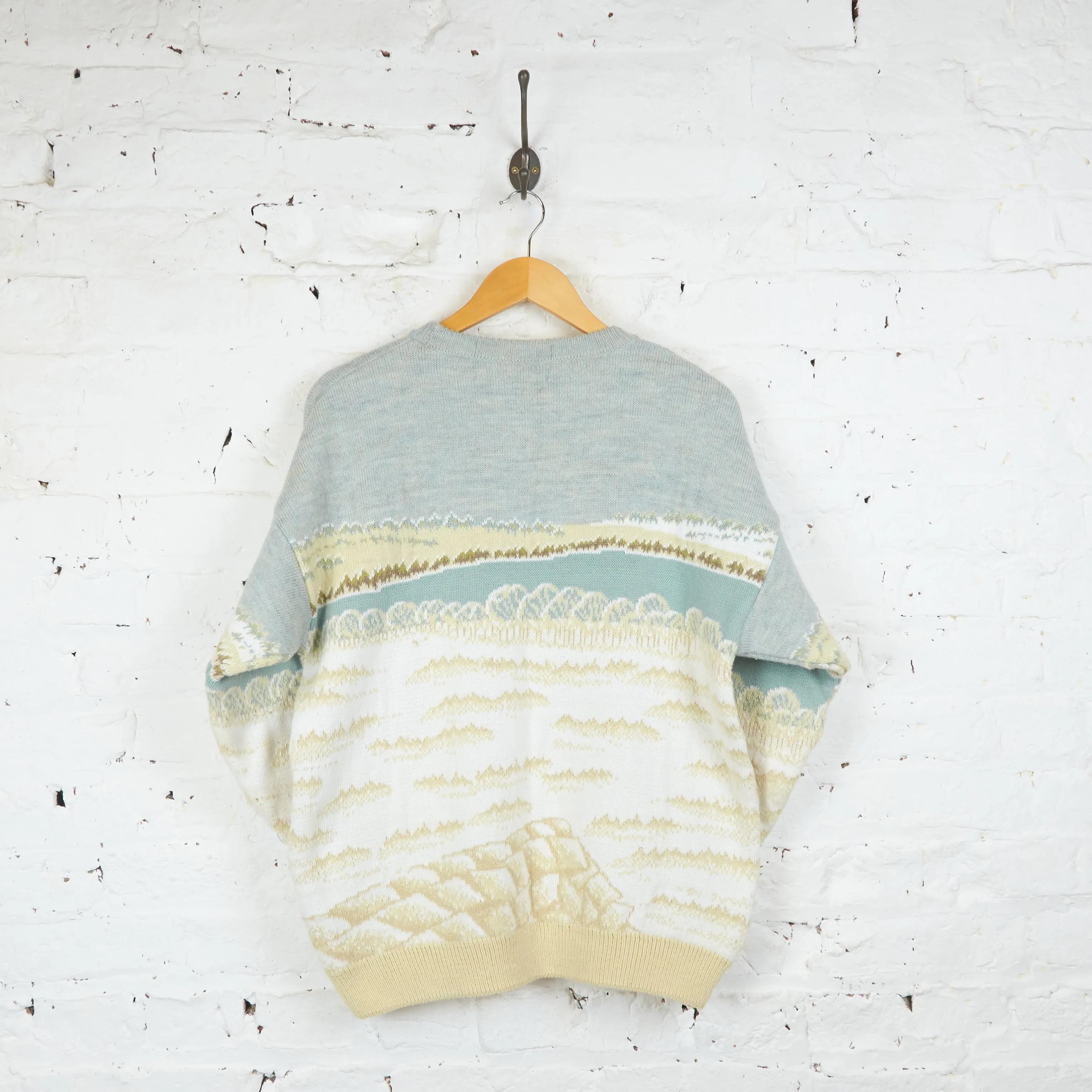 Womens Owls Picture Knit Jumper - Blue - Womens XL