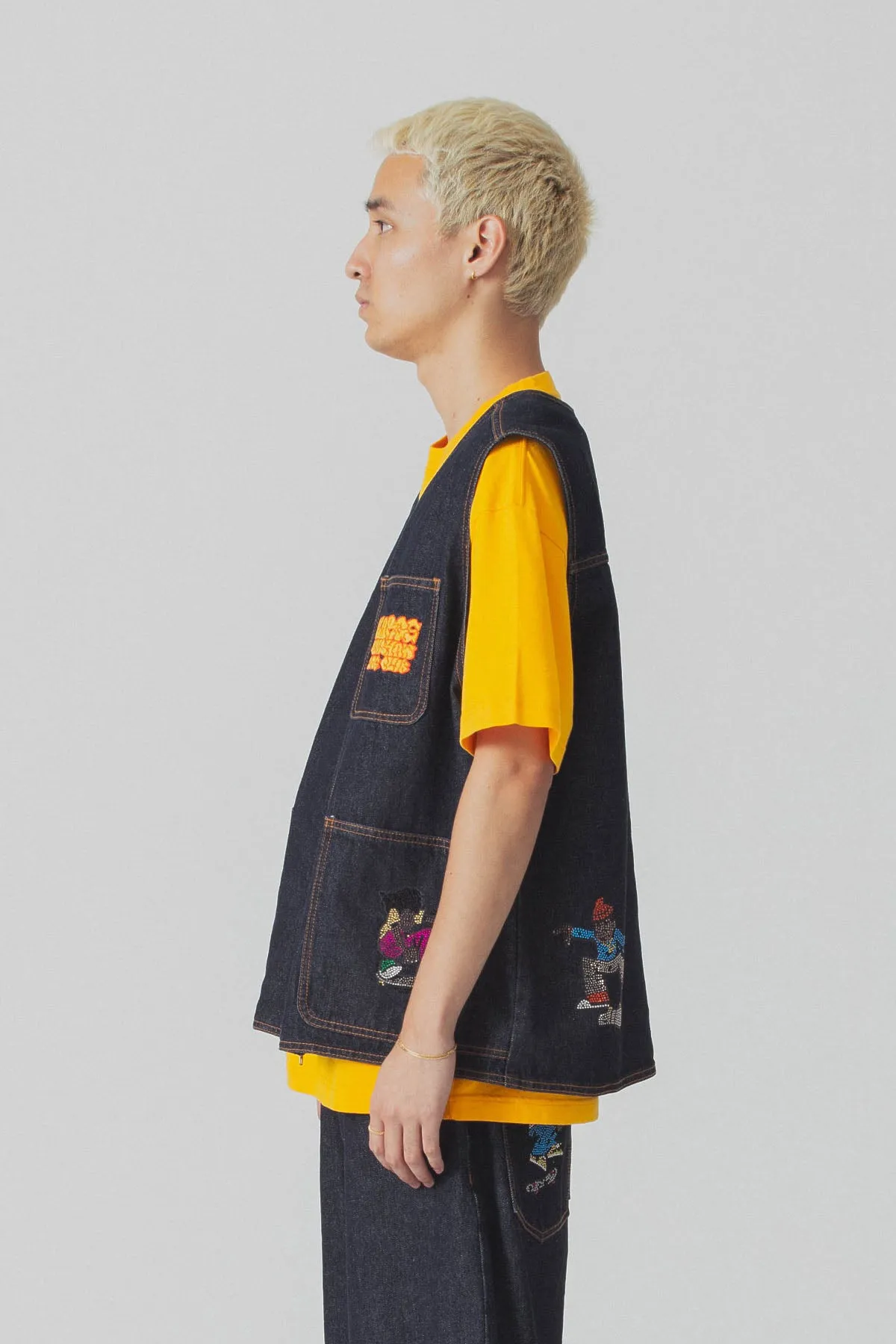 XLARGE x CSC DENIM VEST - INDIGO