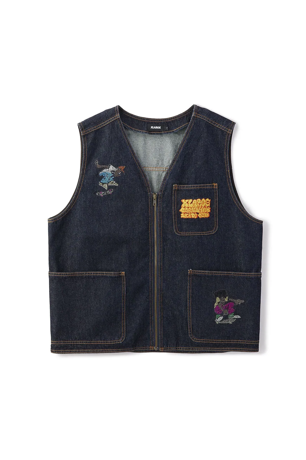 XLARGE x CSC DENIM VEST - INDIGO